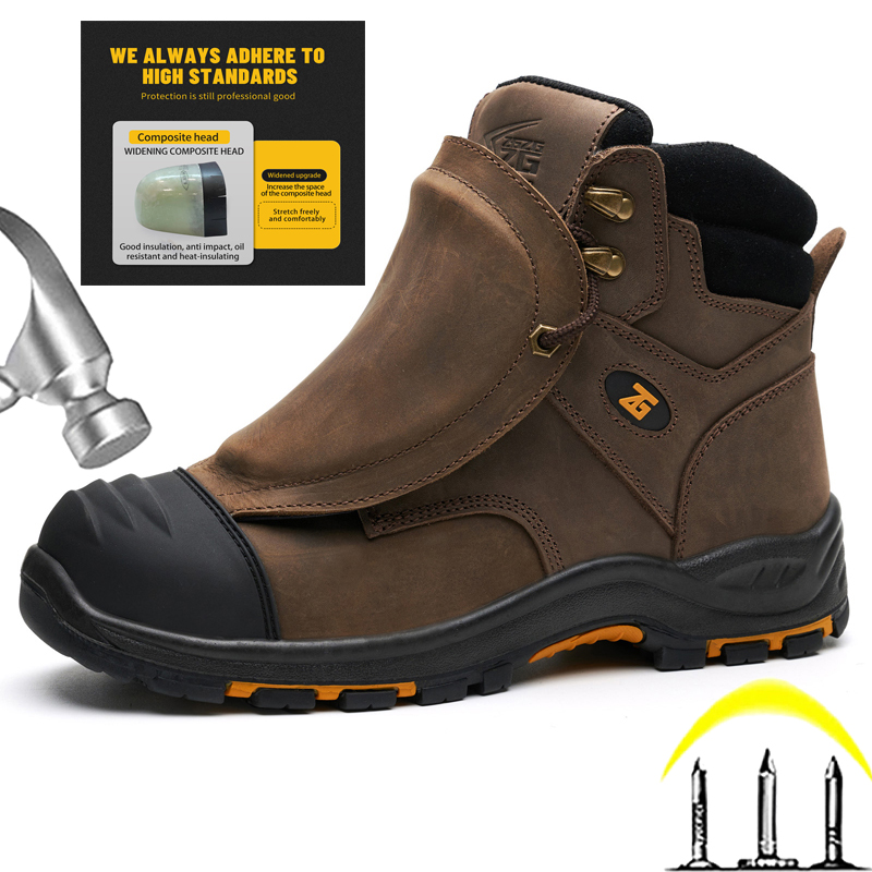 Leather Work Fabric - Arbeitssicherheitsstiefel aus echtem Leder für Herren,