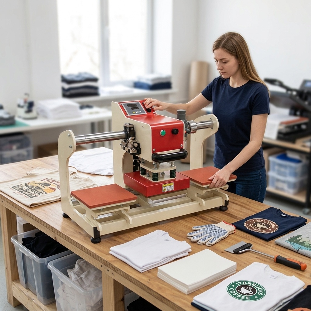 Leatherwork Press - Doppelstation-Heißpressmaschine, pneumatisch, automatisch, für kontinuierlichen Betrieb,