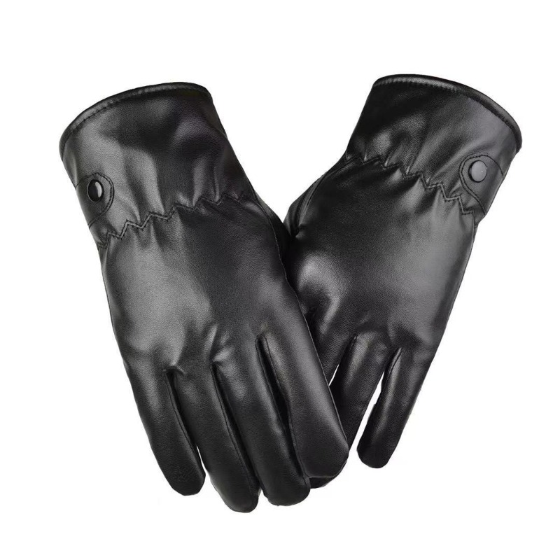 Leather Work Winter Gloves - Winter Mode Schwarz PU Leder Handschuhe