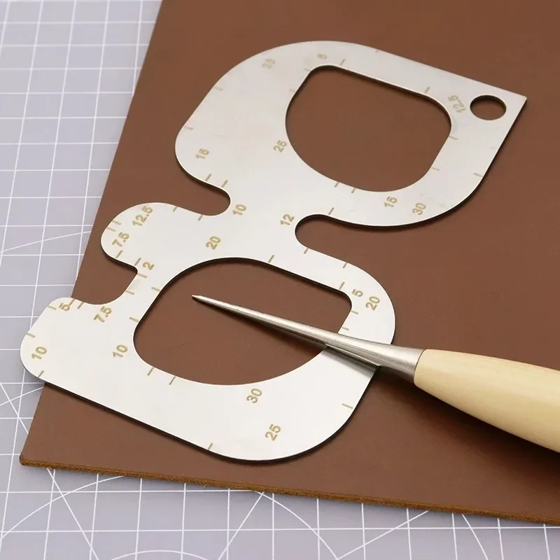 Leatherwork Ruler - R Position ierungs lineal Edelstahl filets