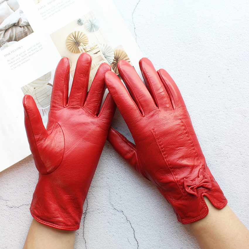Leather Work Winter Gloves - Bunte Leder Handschuhe Frauen Mode Einfache