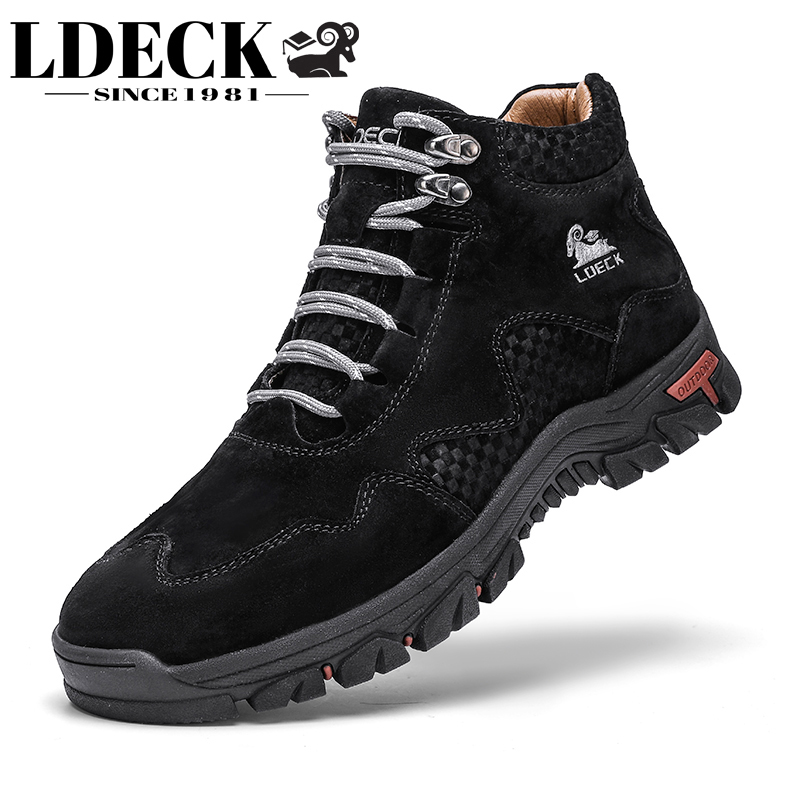 LDECK Herren-Mid-Top-Stiefel,  – Leather Work Fabric Bewertung und Preis