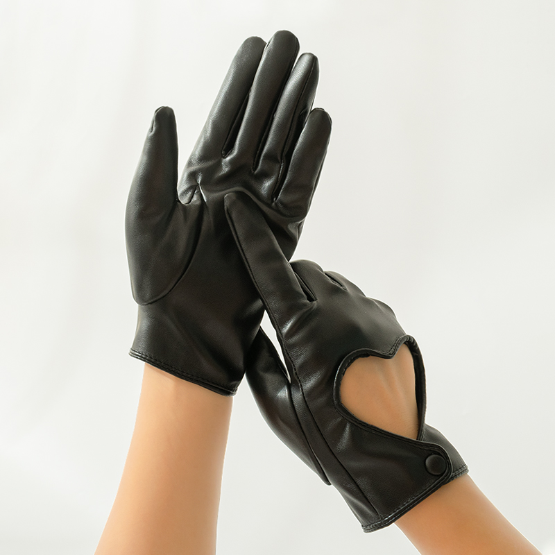 Frauen Hohl Pfirsich Herz PU L – Leather Work Winter Gloves Bewertung und Preis